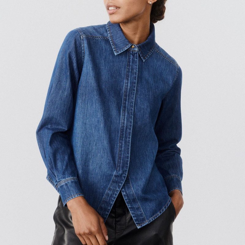 Denim Handkerchief With a Zipper Blouse