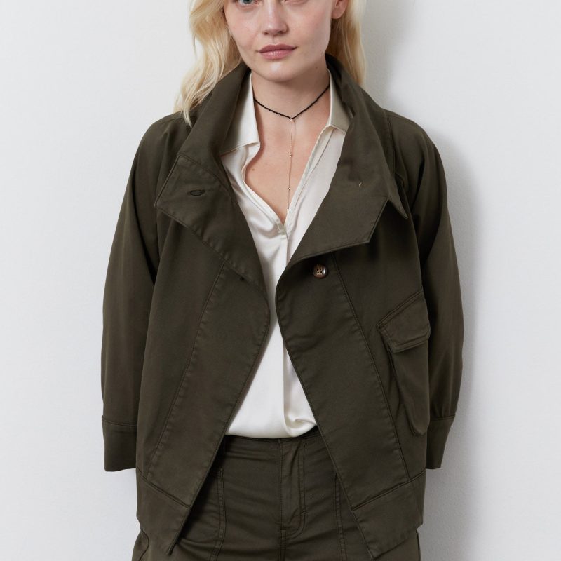 Twill Cropped Swing Jacket